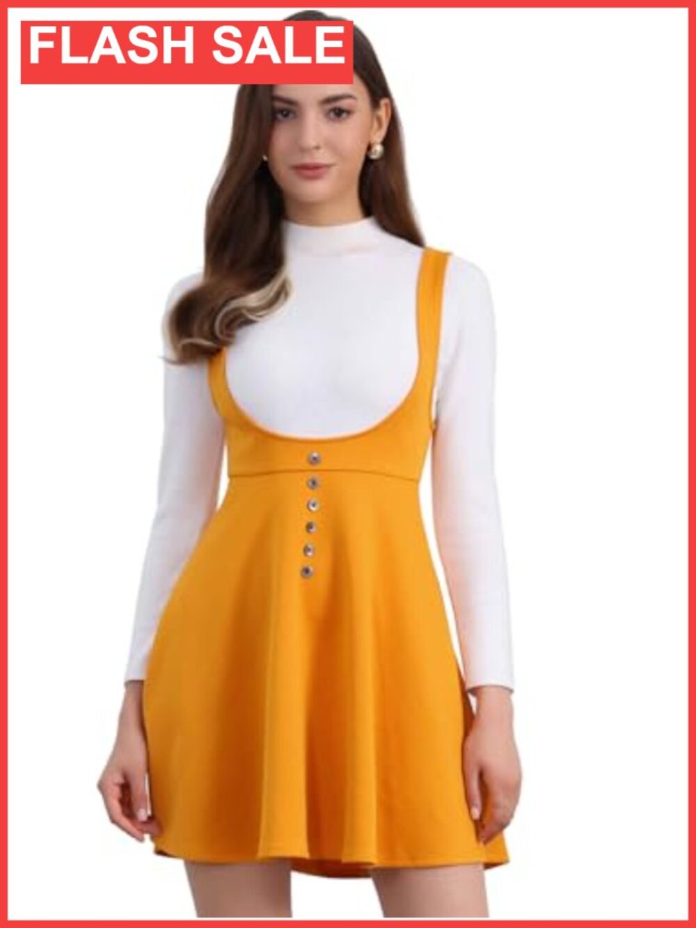 Allegra K Women's Cottagecore Pinafore Dress Button Front Spaghetti Strap Mini